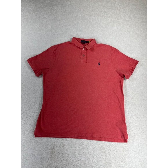 Polo by Ralph Lauren Men Sz 2XL Reddish Orange Custom Fit 1/4 Button Down Shirt - Picture 1 of 7